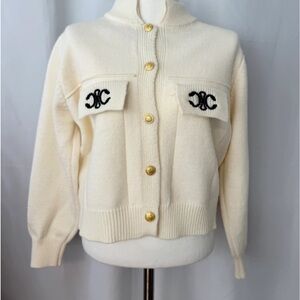 Cream Cardigan with Gold Buttons